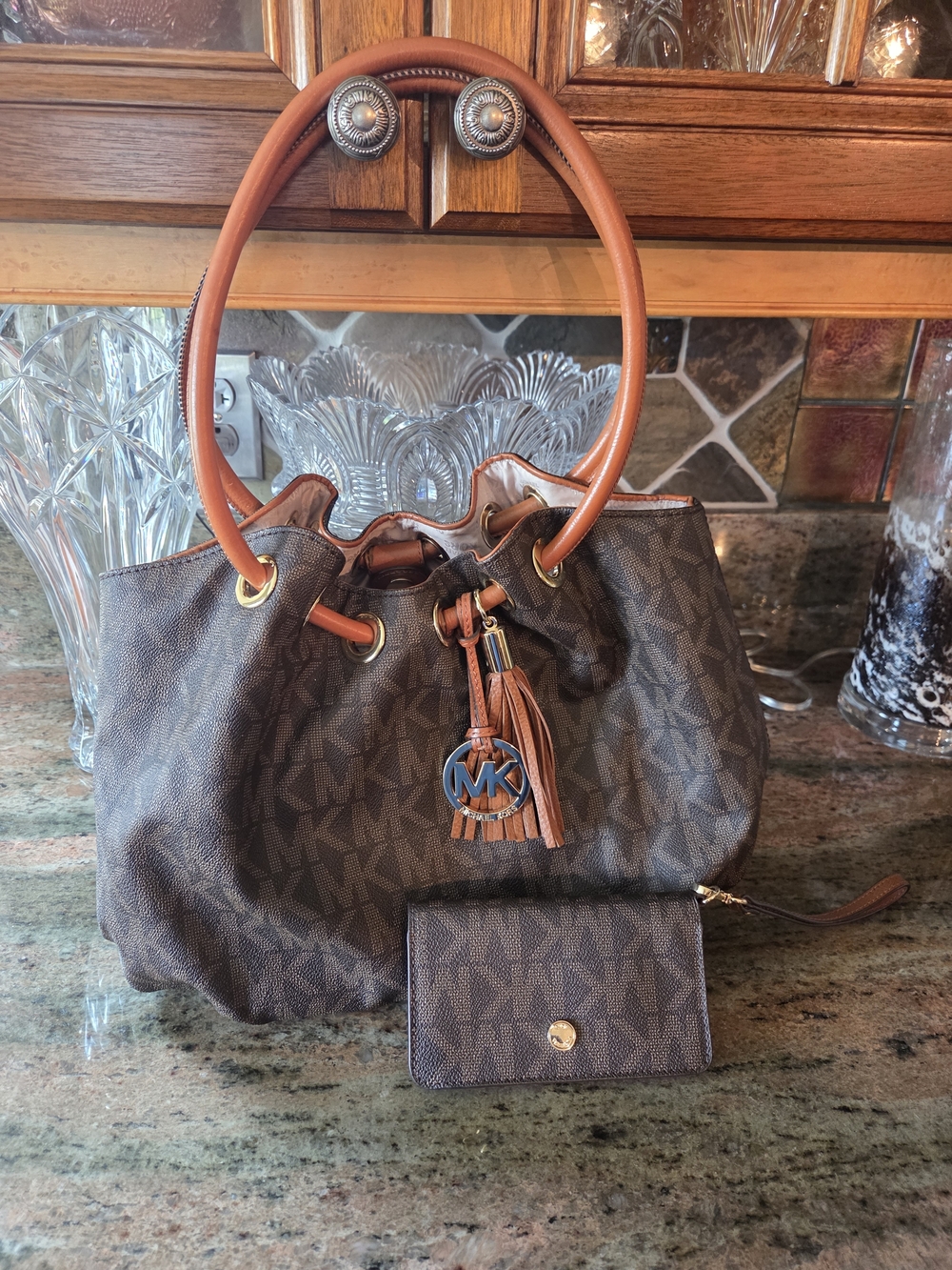 Michael Kors Brown Signature MK Bag with Wallet